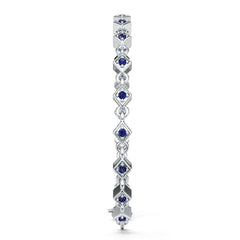 Sterling Silver Moissanite or Sapphire Bracelet Round RD 2x2mm