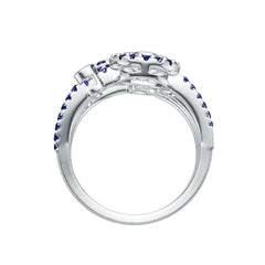 Sterling Silver Royal Blue Sapphire Floral Cluster Ring Round RD 2.0mm