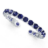 Sterling Silver Royal Blue Sapphire Moissanite or Sapphire Bracelet Round RD 8x8mm
