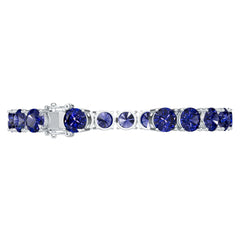 Sterling Silver Royal Blue Sapphire Moissanite or Sapphire Bracelet Round RD 8x8mm