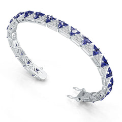 Sterling Silver Moissanite or Sapphire Bracelet Trillion TR 6X6mm