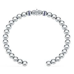 Sterling Silver Moissanite or Sapphire Bracelet With Melee Sapphire