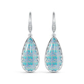 Sterling Silver Opal Moissanite Teardrop Earrings Pear PE 26x12mm
