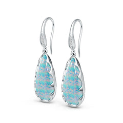Sterling Silver Opal with Moissanite Teardrop Earrings Pear PE 26x12mm