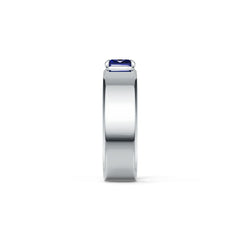 Men's Sterling Silver Moissanite or Sapphire Ring Emerald OCT 6X6mm