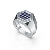 Men's Sterling Silver Moissanite Ring Round RD Cluster 2x2mm