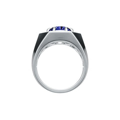 Men's Sterling Silver Moissanite or Sapphire Ring Round RD 9.5x9.5mm