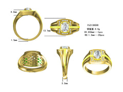 Men's 10K Gold Semi Mount Ring Setting Oval OV 8x6mm Double Prongs Halo - Syzjewelry