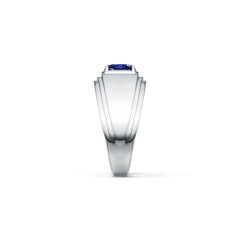 Men's Sterling Silver Moissanite or Sapphire Ring Cushion CU 8X8mm