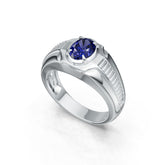 Men's Sterling Silver Moissanite or Sapphire Ring Oval OV 8X6mm