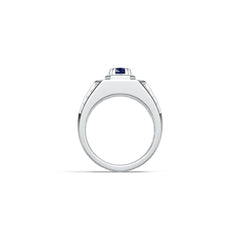 Men's Sterling Silver Royal Blue Sapphire Ring Oval OV 7x5mm
