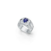 Men's Sterling Silver Moissanite or Sapphire Ring Oval OV 7x5mm
