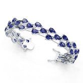 Sterling Silver Moissanite or Sapphire Bracelet Pear PE 7x5mm Three Row