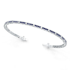 Sterling Silver Moissanite or Sapphire Bracelet Round RD 1.5mm