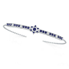 Sterling Silver Moissanite or Sapphire Bracelet Round RD 3x3mm