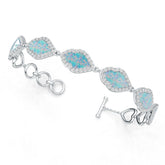 Sterling Silver Opal Moissanite or Sapphire Bracelet with Moissanite Accent