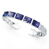 Sterling Silver Moissanite or Sapphire Bracelet Emerald OCT 12X10mm