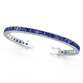Sterling Silver Moissanite or Sapphire Bracelet Princess SQ 4X4mm