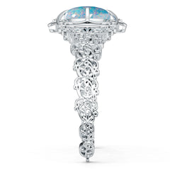 Sterling Silver Moissanite Bracelet Oval OV 18X13mm Cabochon Filigree Art Nouveau Style