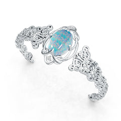 Sterling Silver Moissanite Bracelet Oval OV 18X13mm Cabochon Filigree Art Nouveau Style