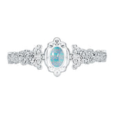 Sterling Silver Moissanite or Sapphire Bracelet Oval OV 18X13mm Cabochon Filigree Art Nouveau Style