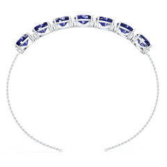 Sterling Silver Tennis Moissanite or Sapphire Bracelet Oval OV 12X10mm 7"