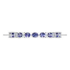 Sterling Silver Tennis Moissanite or Sapphire Bracelet Oval OV 12X10mm 7"