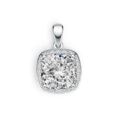 Sterling Silver Moissanite Pendant Necklace Cushion CU 8X8mm Halo