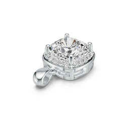 Sterling Silver Moissanite Pendant Necklace Cushion CU 8X8mm Halo