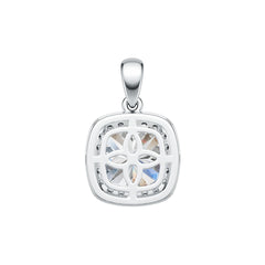 Sterling Silver Moissanite Pendant Necklace Cushion CU 8X8mm Halo