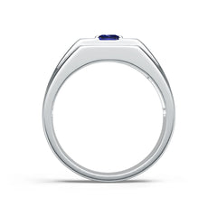 Men's Ring Sterling Silver Royal Blue Sapphire Ring Princess SQ 4X4mm