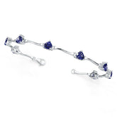 Sterling Silver Moissanite or Sapphire Bracelet Heart HT 5X5mm