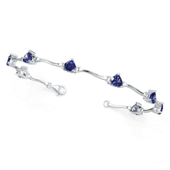 Sterling Silver Moissanite or Sapphire Bracelet Heart HT 5X5mm