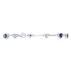 Sterling Silver Moissanite or Sapphire Bracelet Heart HT 5X5mm