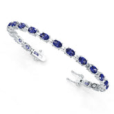 Sterling Silver Moissanite or Sapphire Bracelet Oval OV 6X4mm