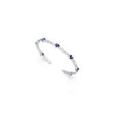 Sterling Silver Royal Blue Sapphire Moissanite or Sapphire Bracelet Heart HT 6X6mm