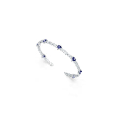 Sterling Silver Royal Blue Sapphire Moissanite or Sapphire Bracelet Heart HT 6X6mm