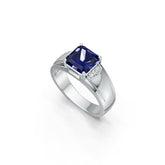 Men's Sterling Silver Moissanite Ring Square Emerald SQ 8x8mm