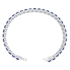 Sterling Silver Royal Blue Sapphire Moissanite or Sapphire Bracelet Round RD 5x5mm