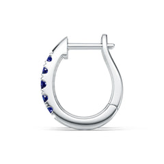 Sterling Silver Royal Blue Sapphire Hoop Earrings Round RD 2x2mm