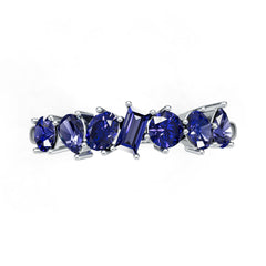 Sterling Silver Royal Blue Sapphire Multi-Stone Cluster Ring BG 4x2mm