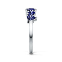 Sterling Silver Royal Blue Sapphire Multi-Stone Cluster Ring BG 4x2mm