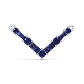 Sterling Silver Royal Blue Sapphire V-Shaped Pendant BG 4x2mm RD 2x2mm