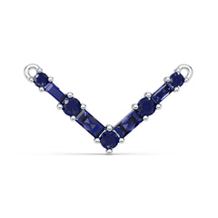 Sterling Silver Royal Blue Sapphire V-Shaped Pendant BG 4x2mm RD 2x2mm