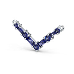 Sterling Silver Royal Blue Sapphire V-Shaped Pendant BG 4x2mm RD 2x2mm