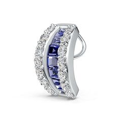 Sterling Silver Royal Blue Sapphire with Moissanite Pendant Baguette BG 5x3mm