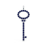 Sterling Silver Royal Blue Sapphire Pendant Round RD 1.5mm Key Theme