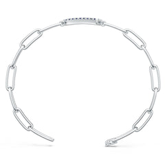 Sterling Silver Royal Blue Sapphire Bracelet Round RD 1.5mm Heart Theme
