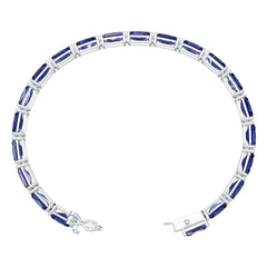 Sterling Silver Tennis Moissanite or Sapphire Bracelet Emerald OCT 7x5mm 7"