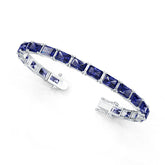 Sterling Silver Tennis Moissanite or Sapphire Bracelet Emerald OCT 7x5mm 7"